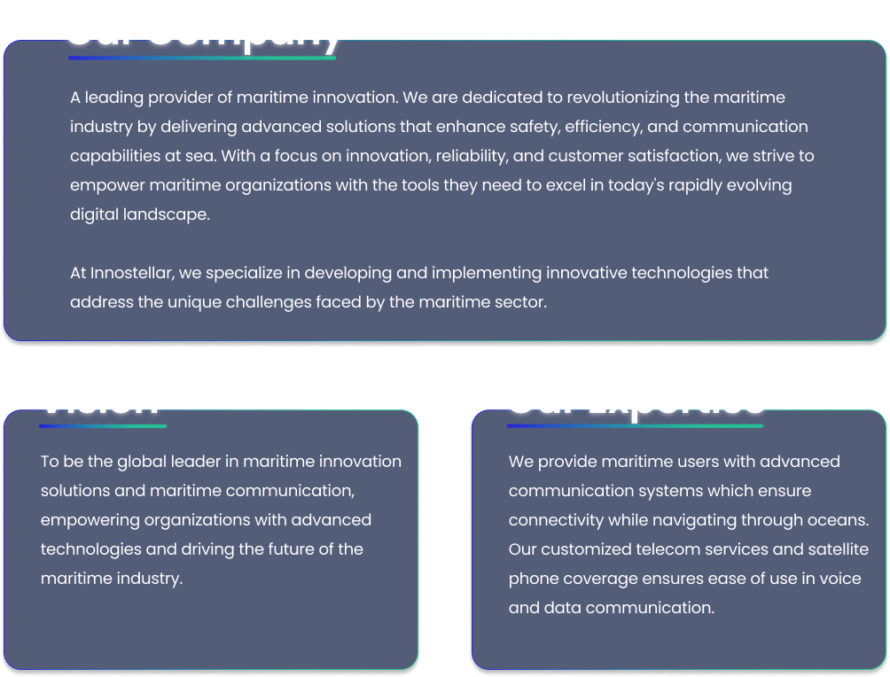 Leading provider of maritime innovation - Innostellar revolutionizes the industry with advanced solutions for safety, efficiency, and communication at sea.